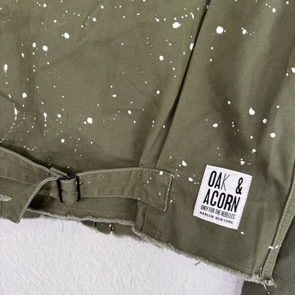 Oak & Acorn Jacket Womens Small Painter Cropped Cut Off Shacket Paint Splatter - Picture 7 of 11